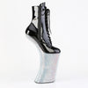 FORBIDDEN-1020BEJ Plateau Pony Stiefeletten - Schwarz Lack/Silber Strass von Pleaser – Ansicht 5
