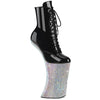 FORBIDDEN-1020BEJ Plateau Pony Stiefeletten - Schwarz Lack/Silber Strass von Pleaser