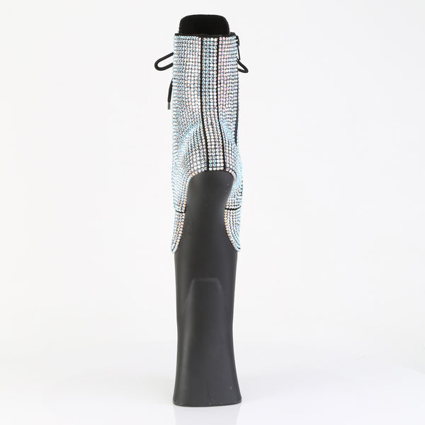 FORBIDDEN-1020RS Plateau Pony Stiefeletten - Silber Strass/Schwarz Matt von Pleaser – Ansicht 4