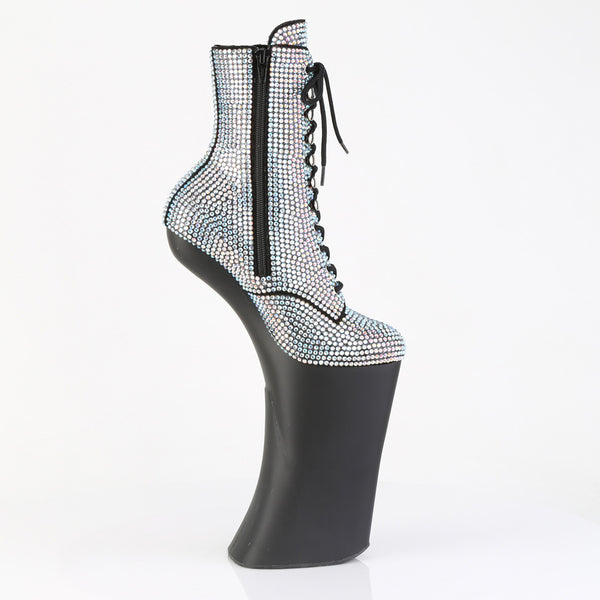 FORBIDDEN-1020RS Plateau Pony Stiefeletten - Silber Strass/Schwarz Matt von Pleaser – Ansicht 5