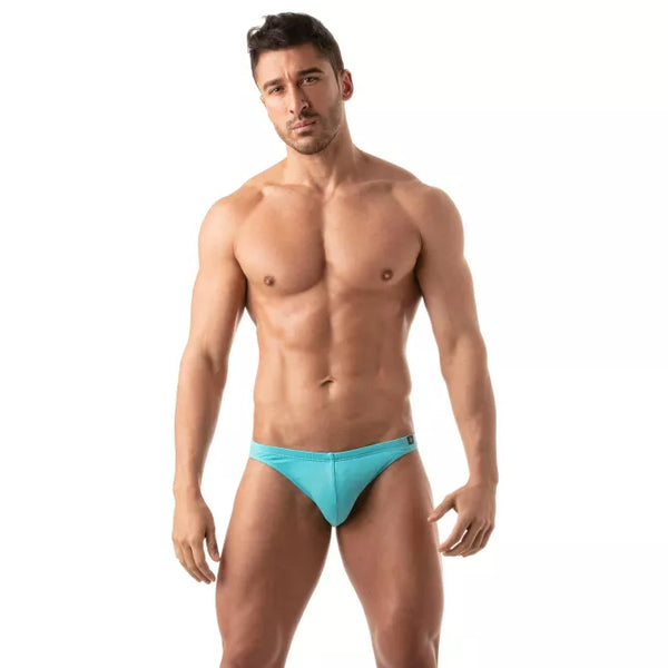 Herren Bikini-Slip mit vorgeformtem Komfort-Vordertasche, Türkis | TOF Paris