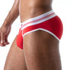 Herren Slip High-Cut - Baumwoll-Mix mit tiefem, gefüttertem Frontbereich, Rot | TOF Paris