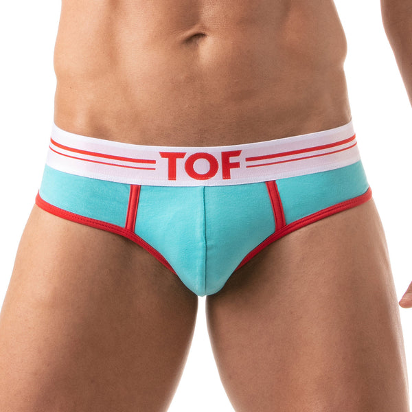 Herren Slip High-Cut - Baumwoll-Mix mit tiefem, gefüttertem Frontbereich, Türkis | TOF Paris