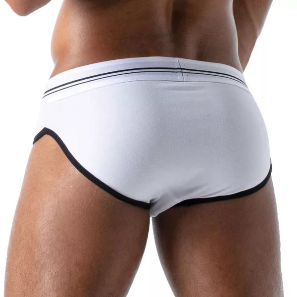 Herren Slip High-Cut - Baumwoll-Mix mit tiefem, gefüttertem Frontbereich, Weiß | TOF Paris