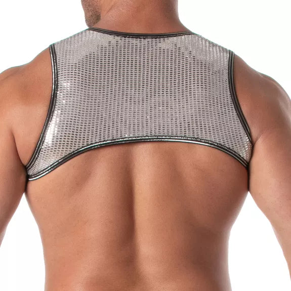 Herren Harness Silber Glitzer mit Reißverschluss & Tasche | TOF Paris