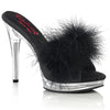 GLORY-501F-8 Marabu Pantoletten - Schwarz/Transparent | Fabulicious