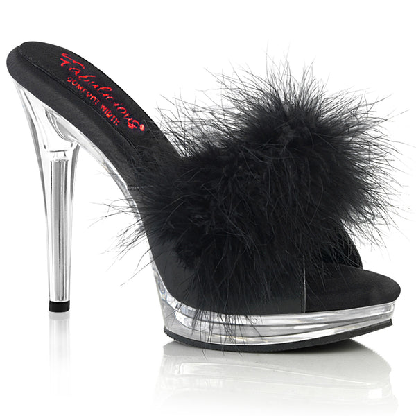 GLORY-501F-8 Marabu Pantoletten - Schwarz/Transparent | Fabulicious