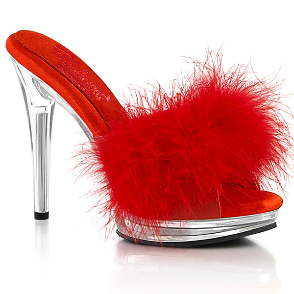 GLORY-501F-8 Marabu Pantoletten - Rot/Transparent | Fabulicious