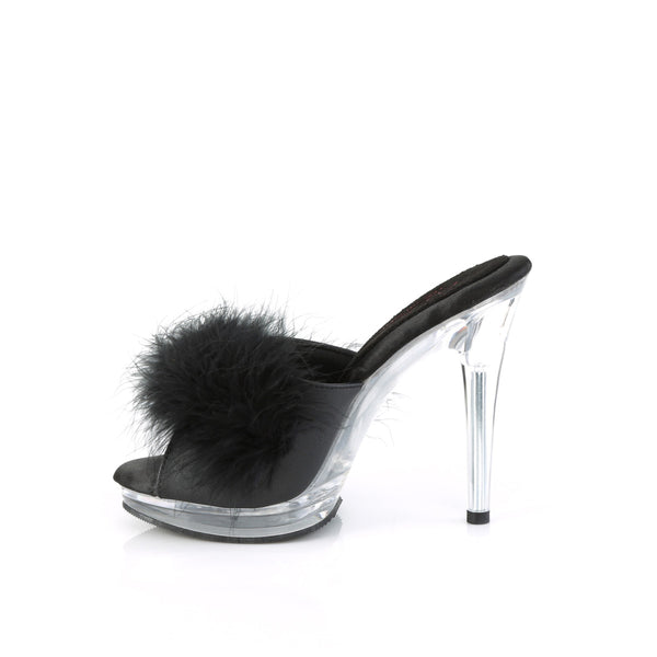 GLORY-501F-8 Marabu Pantoletten - Schwarz/Transparent | Fabulicious