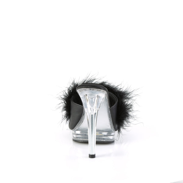 GLORY-501F-8 Marabu Pantoletten - Schwarz/Transparent | Fabulicious