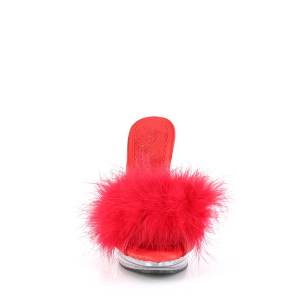 GLORY-501F-8 Marabu Pantoletten - Rot/Transparent | Fabulicious