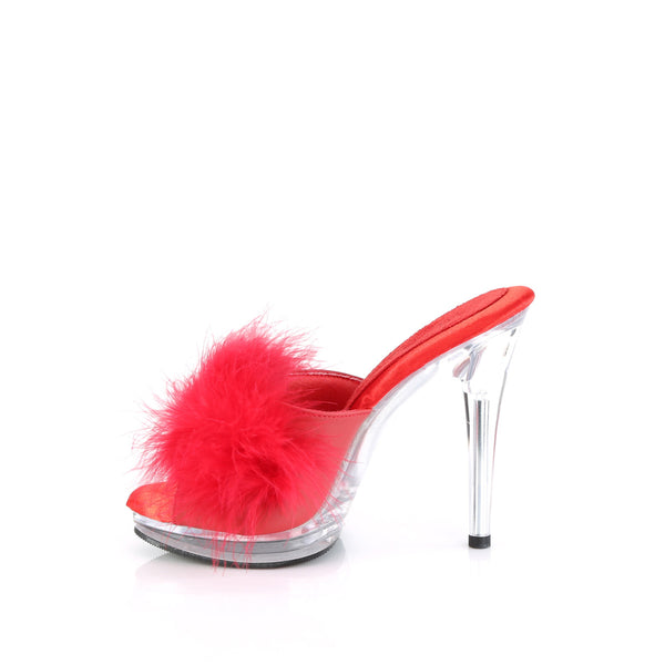 GLORY-501F-8 Marabu Pantoletten - Rot/Transparent | Fabulicious