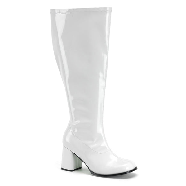 GOGO-300X Weitschaft Stiefel Weiß Lack von Funtasma