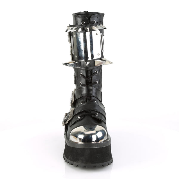 GRAVEDIGGER-250 Plateau Stiefel schwarz Schnallen Nieten von DemoniaCult – Ansicht 2