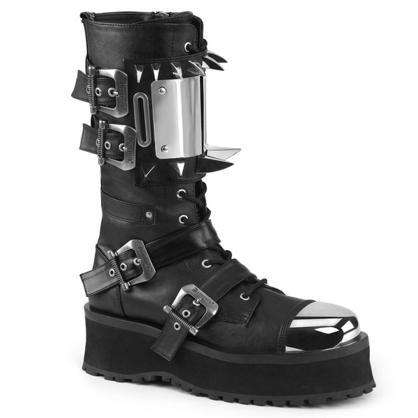 GRAVEDIGGER-250 Plateau Stiefel schwarz Schnallen Nieten von DemoniaCult