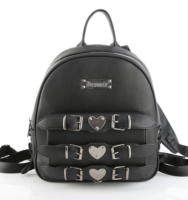 HB-675 Rucksack mit Herzdetails Schwarz von DemoniaCult – Ansicht 2