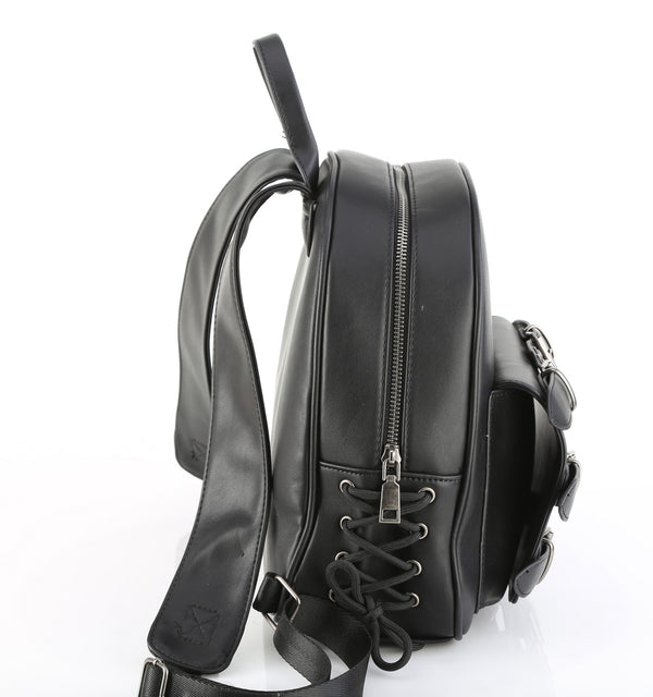 HB-675 Rucksack mit Herzdetails Schwarz von DemoniaCult – Ansicht 5