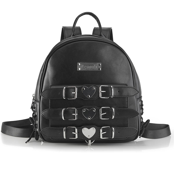 HB-675 Rucksack mit Herzdetails Schwarz von DemoniaCult