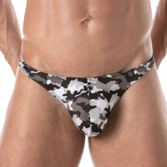 Herren Badeslip, Grau-Camouflage - Komfort & perfekter Sitz | TOF Paris