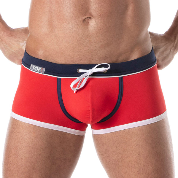 Herren Badeboxer, Rot - Slim Fit, Elegant & Komfortabel | TOF Paris