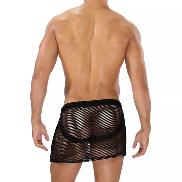 Schwarzer revolutionärer Jockskirt mit integriertem String von TOF Paris – Ansicht 8