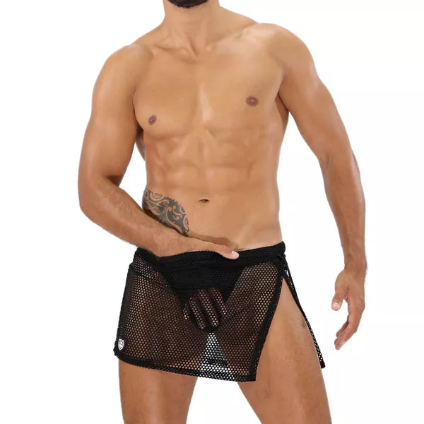 Schwarzer revolutionärer Jockskirt mit integriertem String von TOF Paris – Ansicht 6