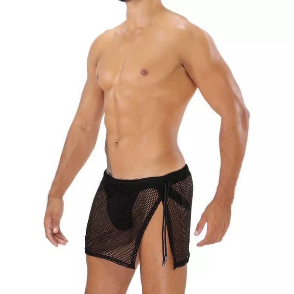 Schwarzer revolutionärer Jockskirt mit integriertem String von TOF Paris – Ansicht 7