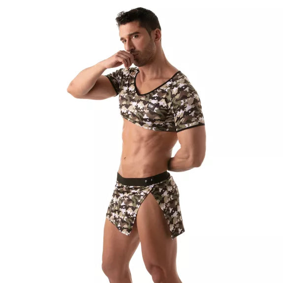 Crop Top mit Raglanärmeln Khaki-Camouflage - bequem & figurbetont | TOF Paris