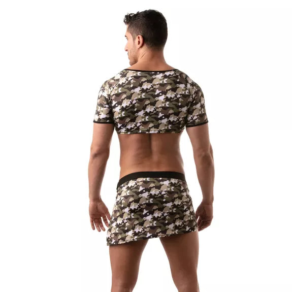 Crop Top mit Raglanärmeln Khaki-Camouflage - bequem & figurbetont | TOF Paris