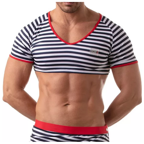 Blaues Iconic Sailor-Crop-Top von TOF Paris