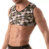 Ärmelloses Crop Top Khaki-Camouflage & V-Ausschnitt | TOF Paris