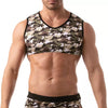 Ärmelloses Crop Top Khaki-Camouflage & V-Ausschnitt | TOF Paris