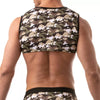 Ärmelloses Crop Top Khaki-Camouflage & V-Ausschnitt | TOF Paris