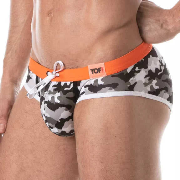 Badehose Herren Grau-Camouflage - Komfortabler Sitz | TOF Paris