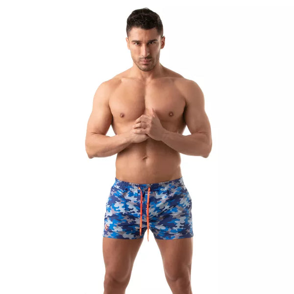 Blaue Camouflage Swim Shorts im sportlichen Beach Look von TOF Paris – Ansicht 6