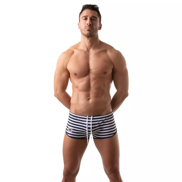 Marineblaue Sailor Sunga Badehose im klassischen Streifenlook von TOF Paris – Ansicht 5