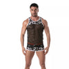 Graues verführerisches Tank Top mit maskulinem Muster von TOF Paris – Ansicht 2