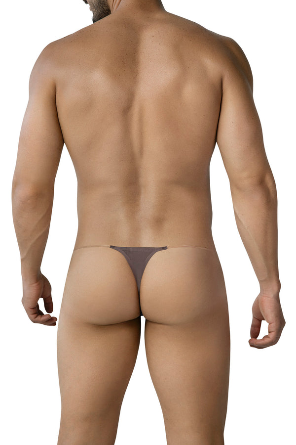 Mokkabrauner aufregend maskuliner Herren-Badestring mit seitlichem Silikonband von CUT4MEN – Ansicht 2