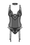 Schwarze verführerische Strapscorsage mit eleganter Schnürung von Obsessive – Ansicht 5