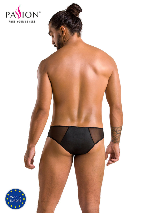 Schwarzer provokanter Slip aus mattem Kunstleder von Passion Menswear – Ansicht 8