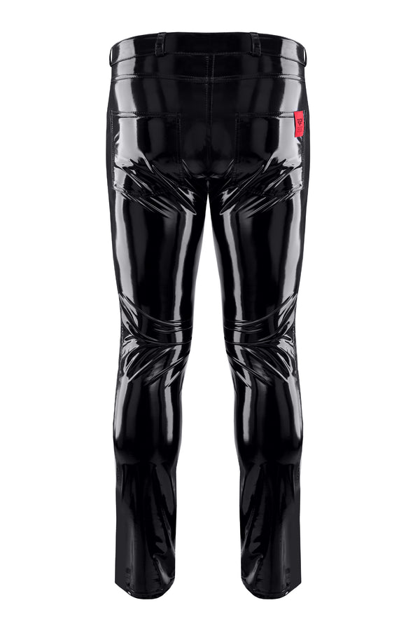 Schwarze verführerische Lackhose mit praktischen Taschen Details von Regnes Fetish Planet – Ansicht 4