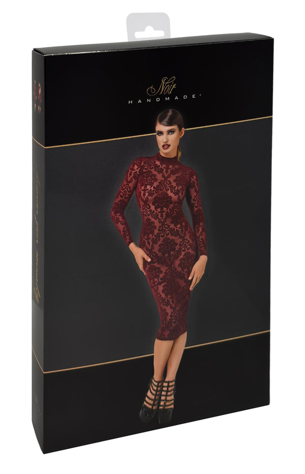 Romantisches rotes Flockkleid Kink Royal halblang mit Samt von Noir Handmade – Ansicht 10