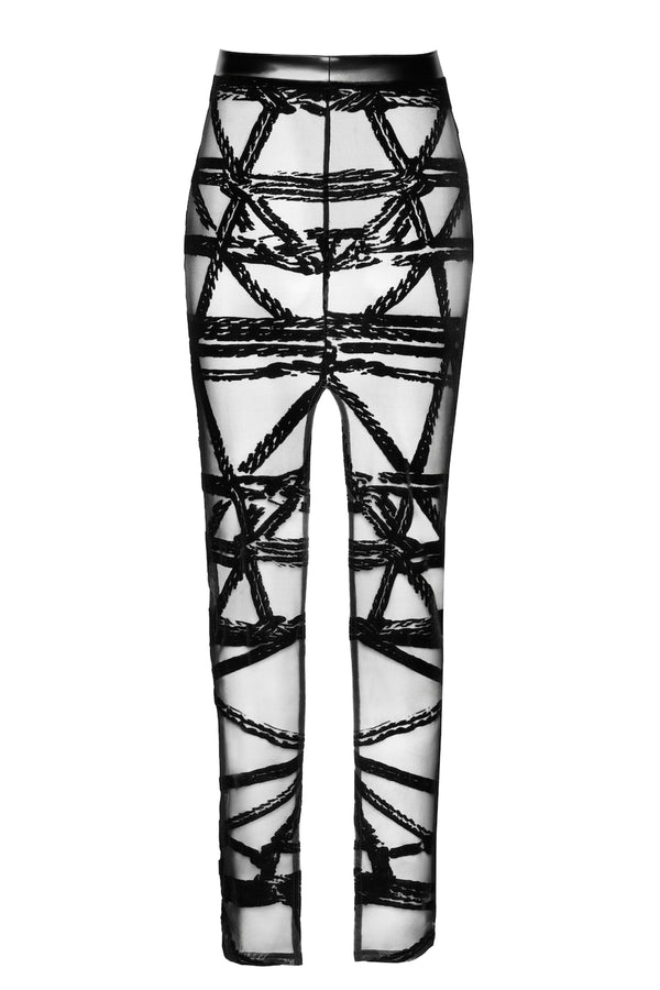 Eleganter schwarzer Bondesque langer Rock aus Wetlook von Noir Handmade – Ansicht 4