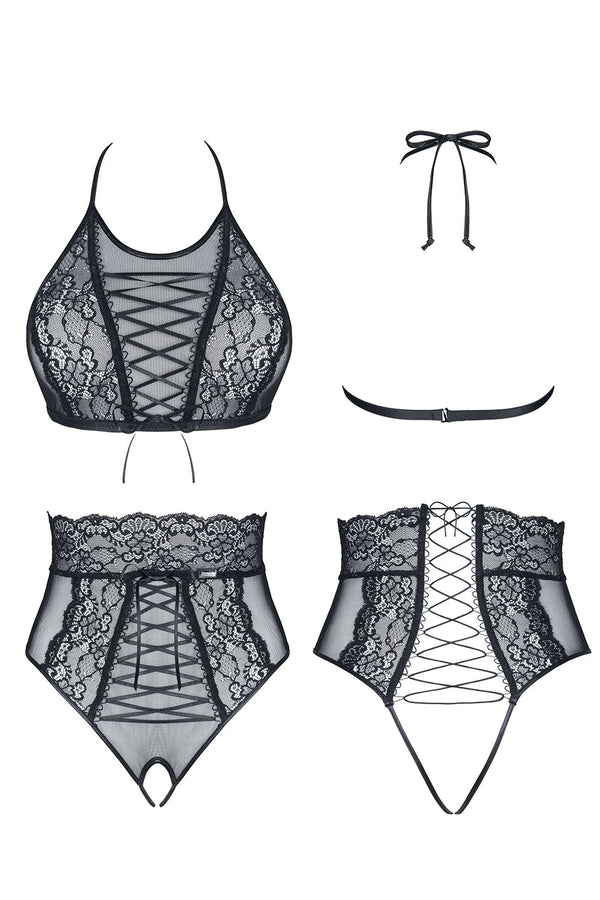 Schwarzes verführerisches Dessous Set mit reizvollen Details von Demoniq – Ansicht 9