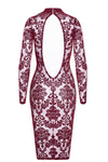 Romantisches rotes Flockkleid Kink Royal halblang mit Samt von Noir Handmade – Ansicht 4