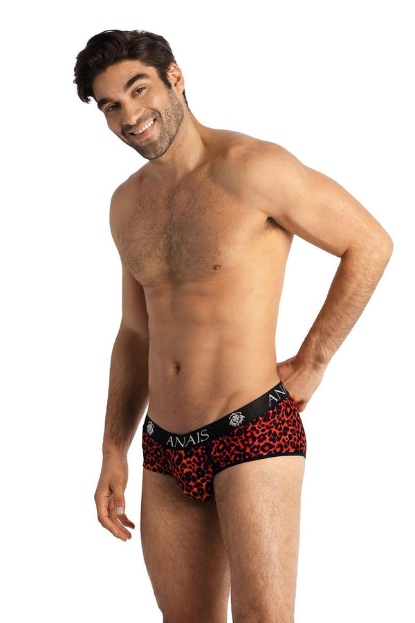 Rote aufregende Brief Shorts mit wildem Leo Print von Anais for Men