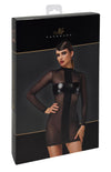 Sexy schwarzes Crossfire Netz-und-Wetlook Minikleid von Noir Handmade – Ansicht 8