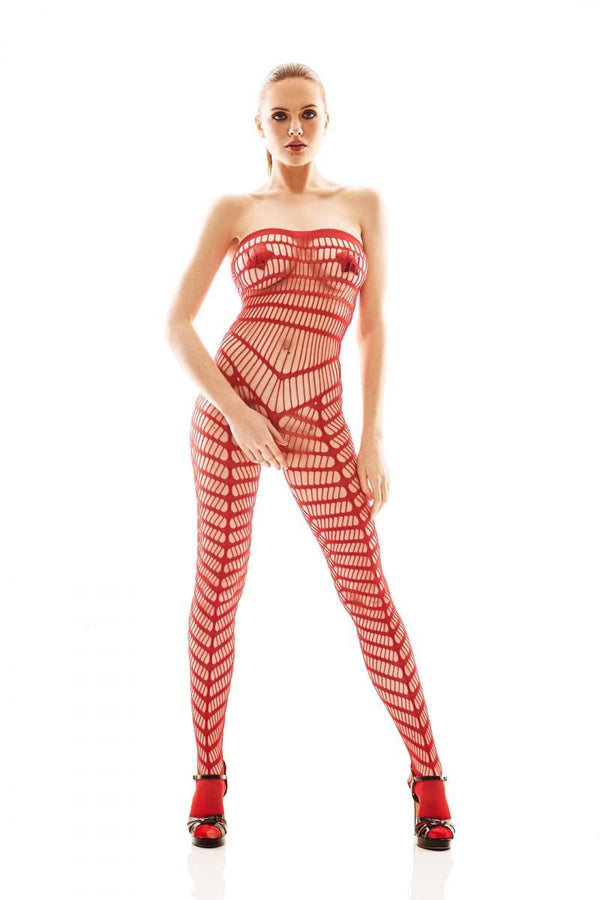 Roter verführerischer Overall aus elastischem Material von Anais apparel