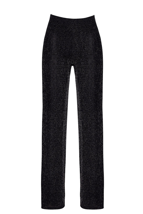 Sinnliche schwarze Onyx Sheer Palazzo-Hose von Noir Handmade – Ansicht 11