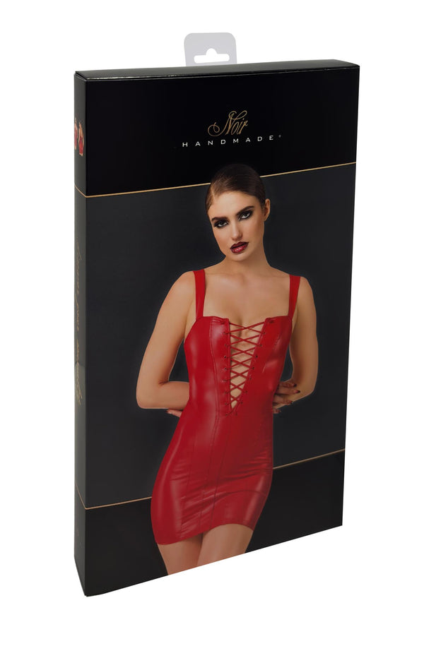 Sexy rotes Bombshell Minikleid mit Schnürung F364 Lack von Noir Handmade – Ansicht 9